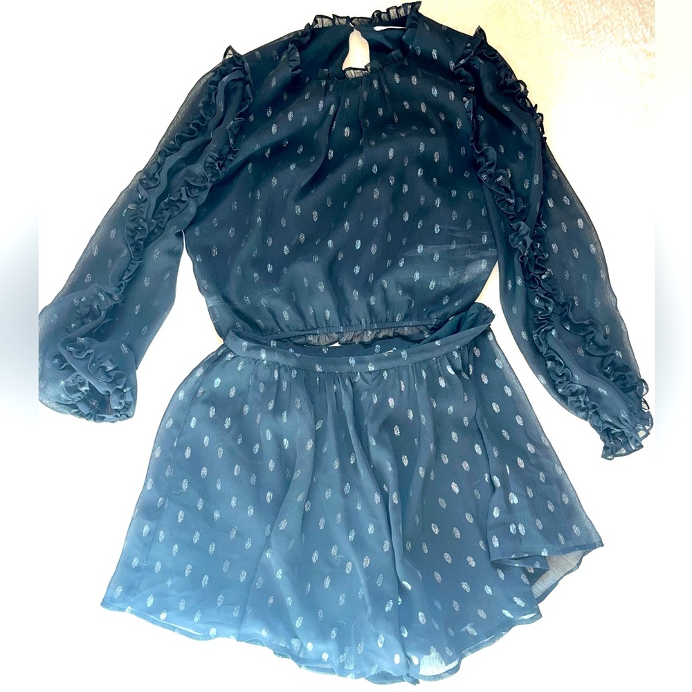 Black and Gold 2 piece set. Long sleeve top with detail and shorts